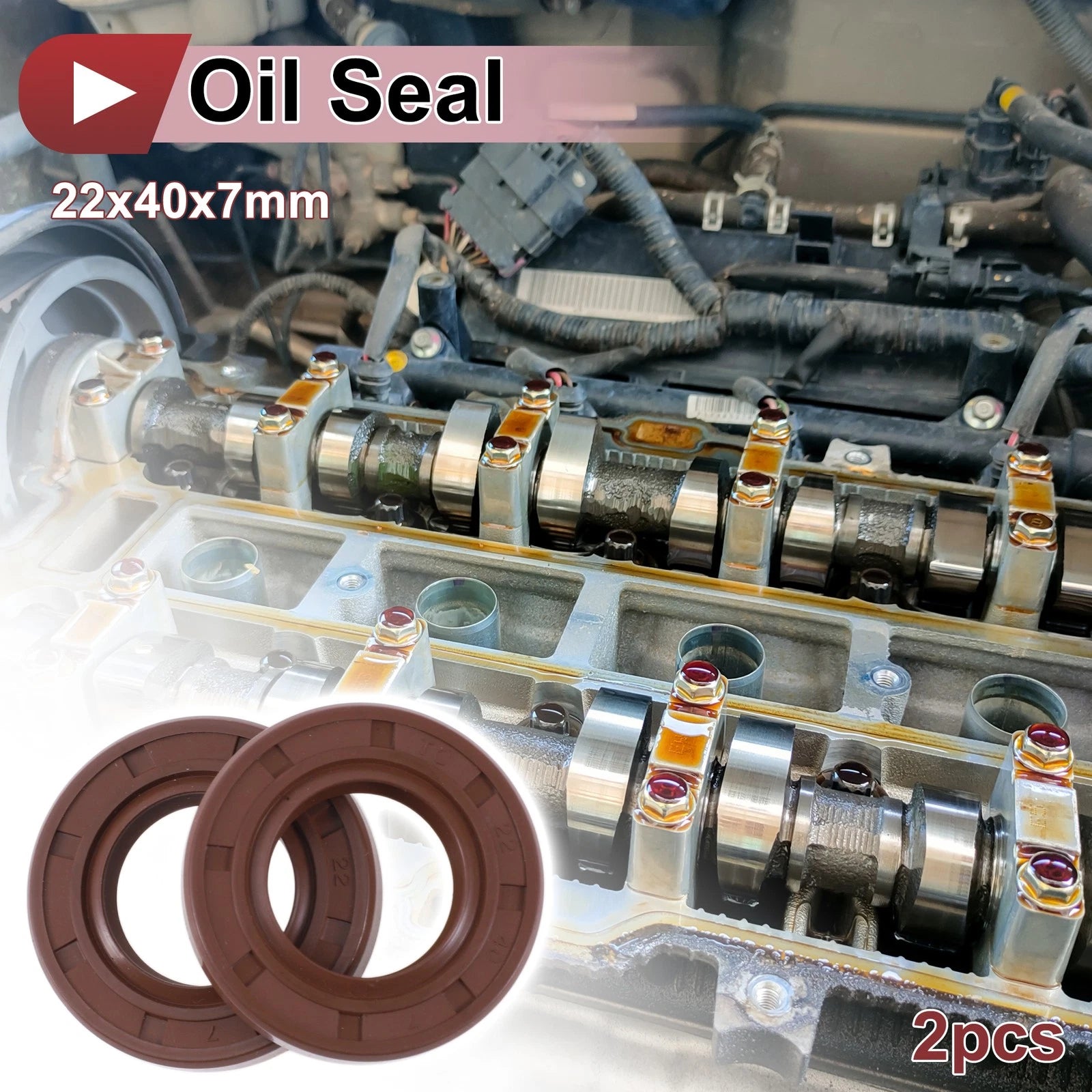 2X Oil Seal Rotary Shaft Seal FKM Rubber 22x40x7mm for Various Models