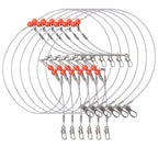 Set of 6 Surf Fishing Steel Leaders with Swivels Beads 55lb Test