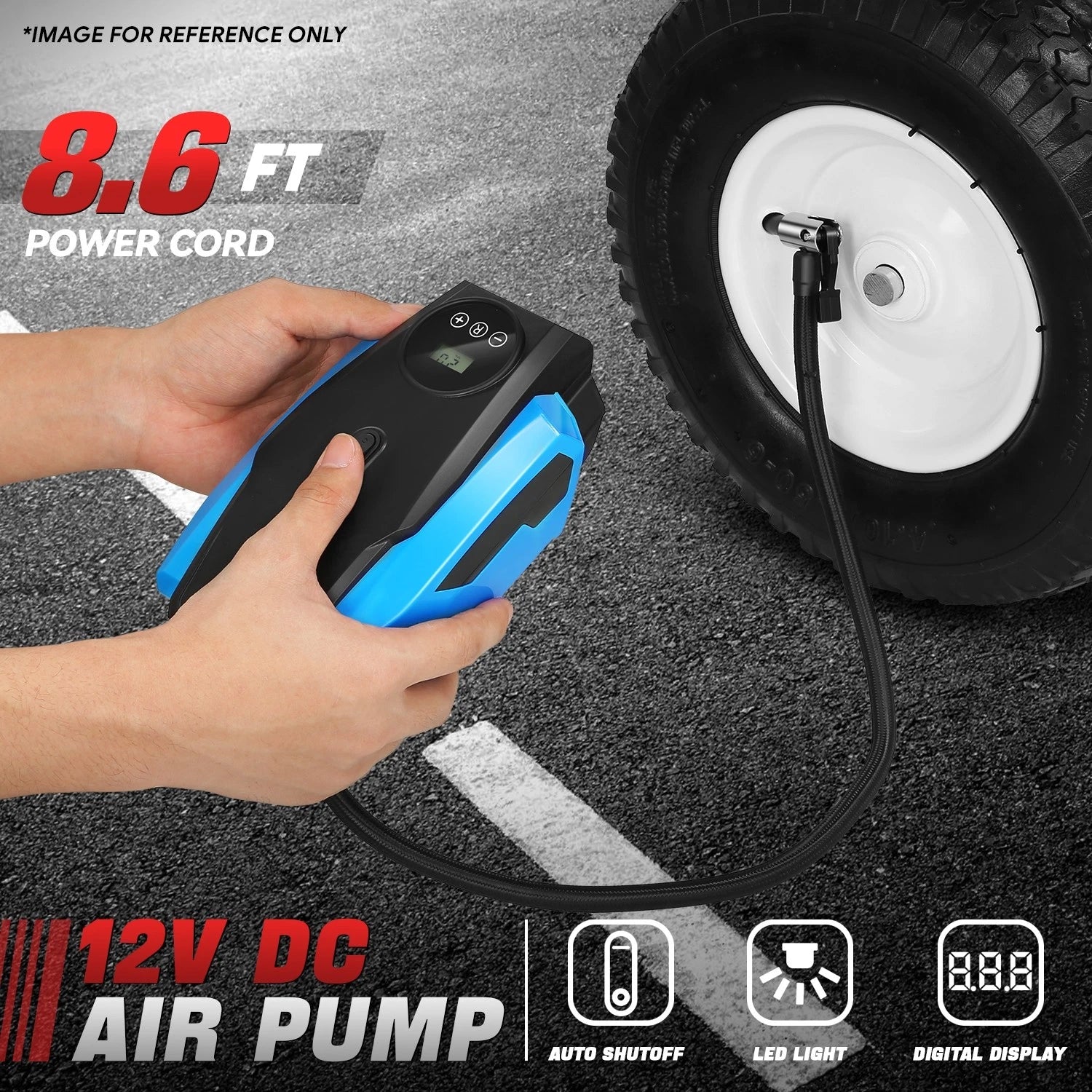 LED Tire Inflator for Universal Vehicles (Portable, Auto Shut Off)