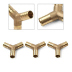 3 x Y-3 Way Brass Hose Barb Fitting for Fuel Water Gas Air Tubing Splicer