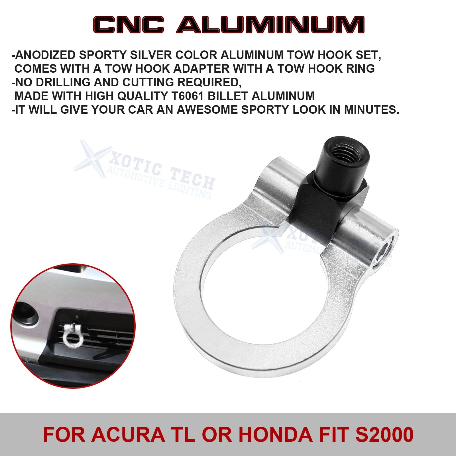 Silver Tow Hook Ring for Honda Fit Acura TL (2006-2008)