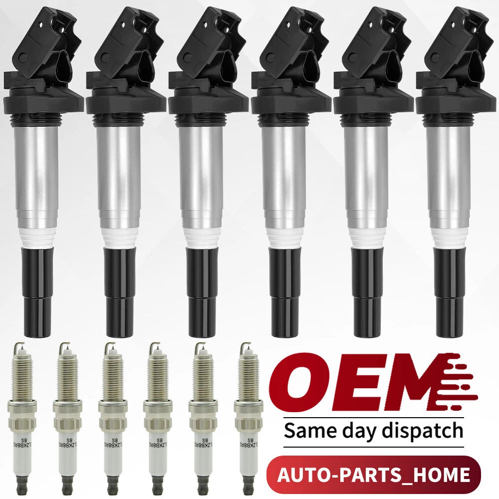 6X Ignition Coil & Spark Plug for BMW 328i 335i 435i 525i 528i X1 X3 X5 X6 (2007–2016)