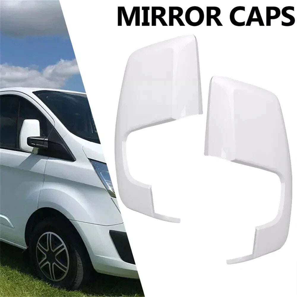 White Left & Right Wing Mirror Covers for Ford Transit Tourneo (2014-2023)