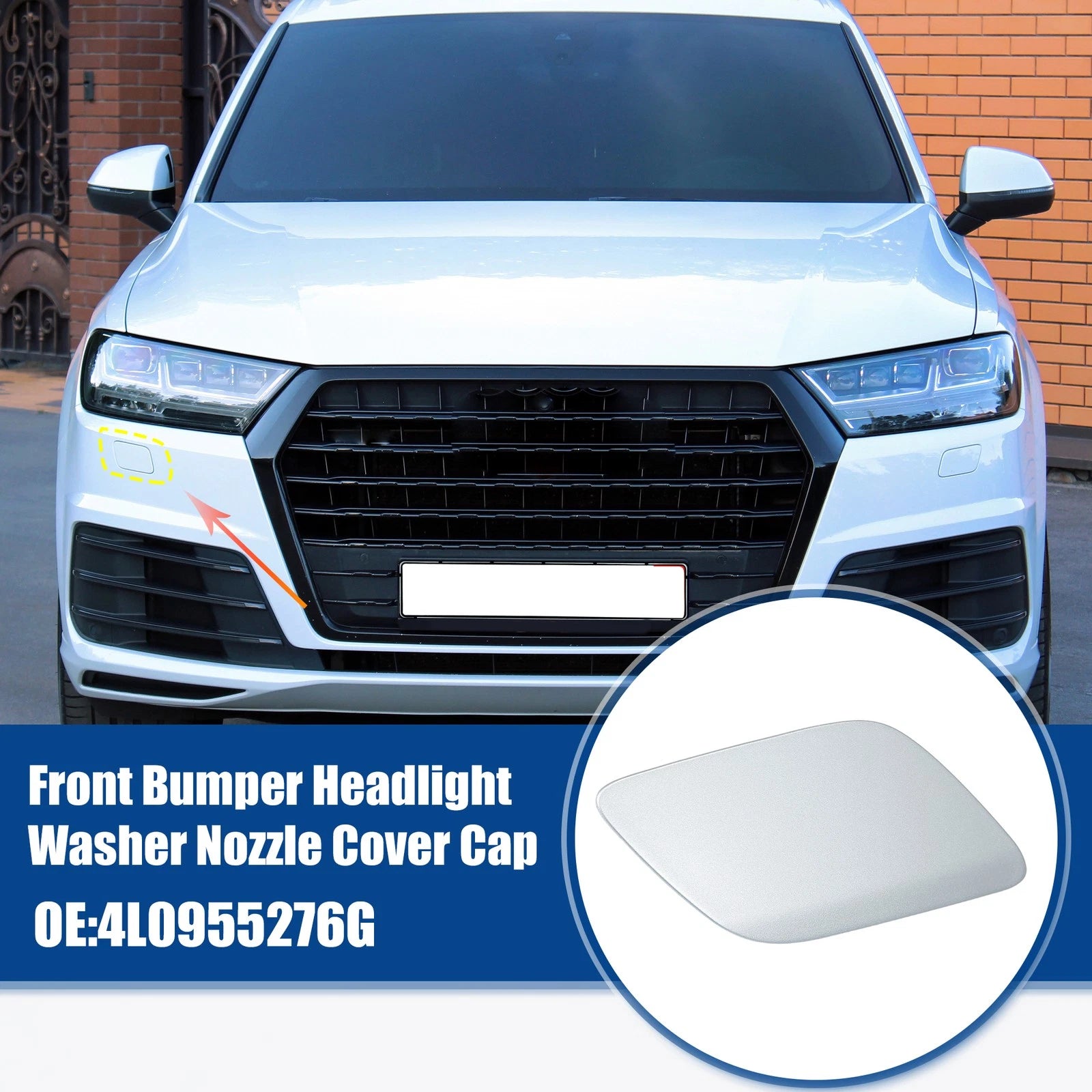 Front Right Headlight Washer Nozzle Cover for Audi Q7 (2007–2015) Silver Tone