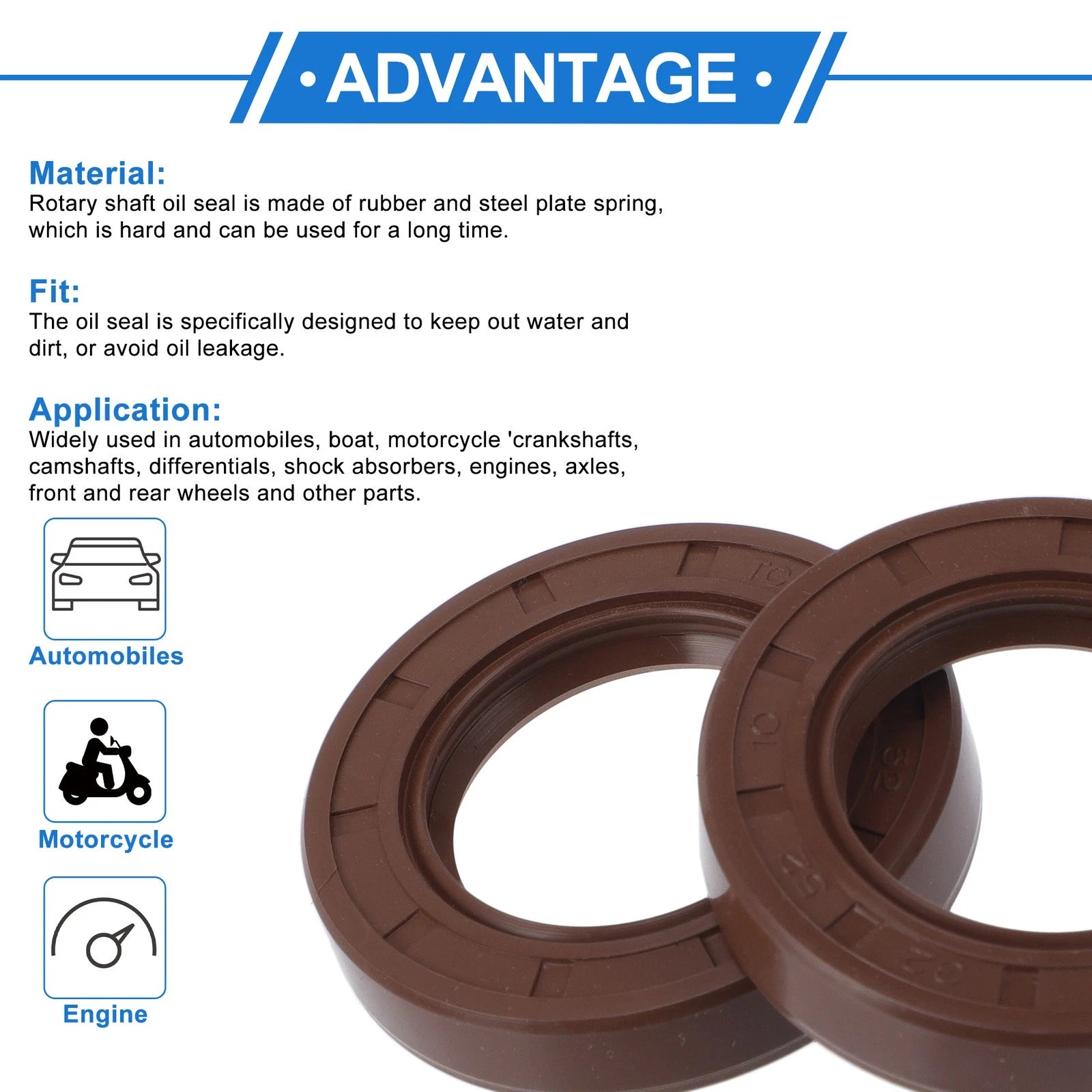 2X Oil Seal Rotary Shaft Seal FKM Rubber 32x52x10mm for Various Models 