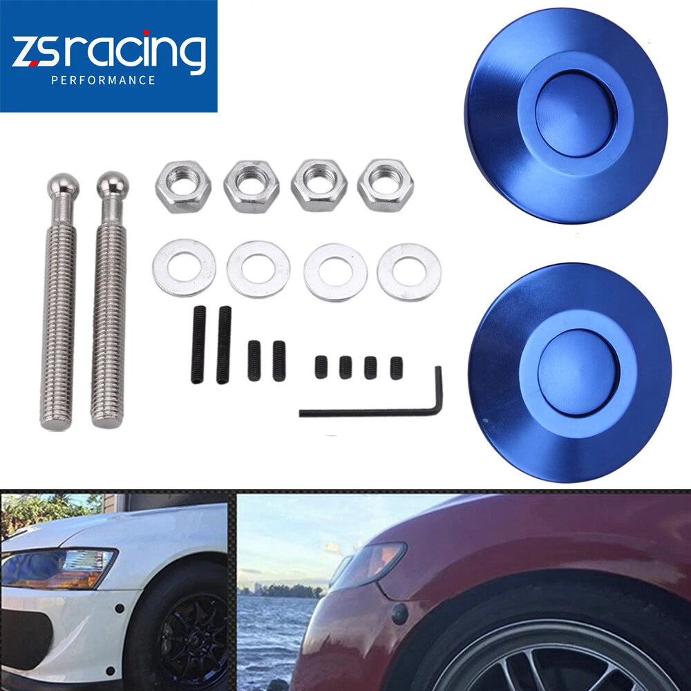 Push Button Hood Pins Lock Clip Kit for Engine Bonnets (Blue)