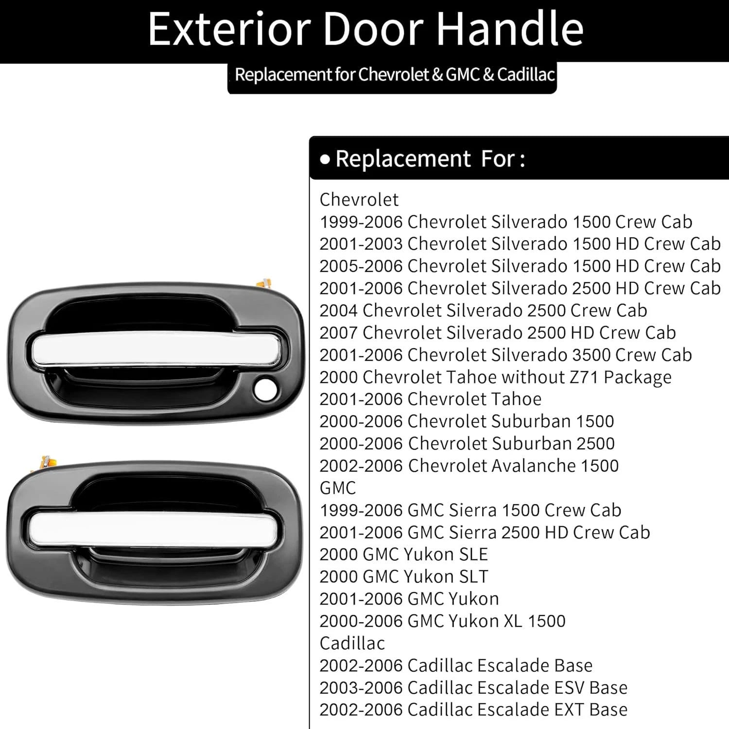 2X Exterior Door Handles for Chevy Silverado GMC Sierra (1999-2007)