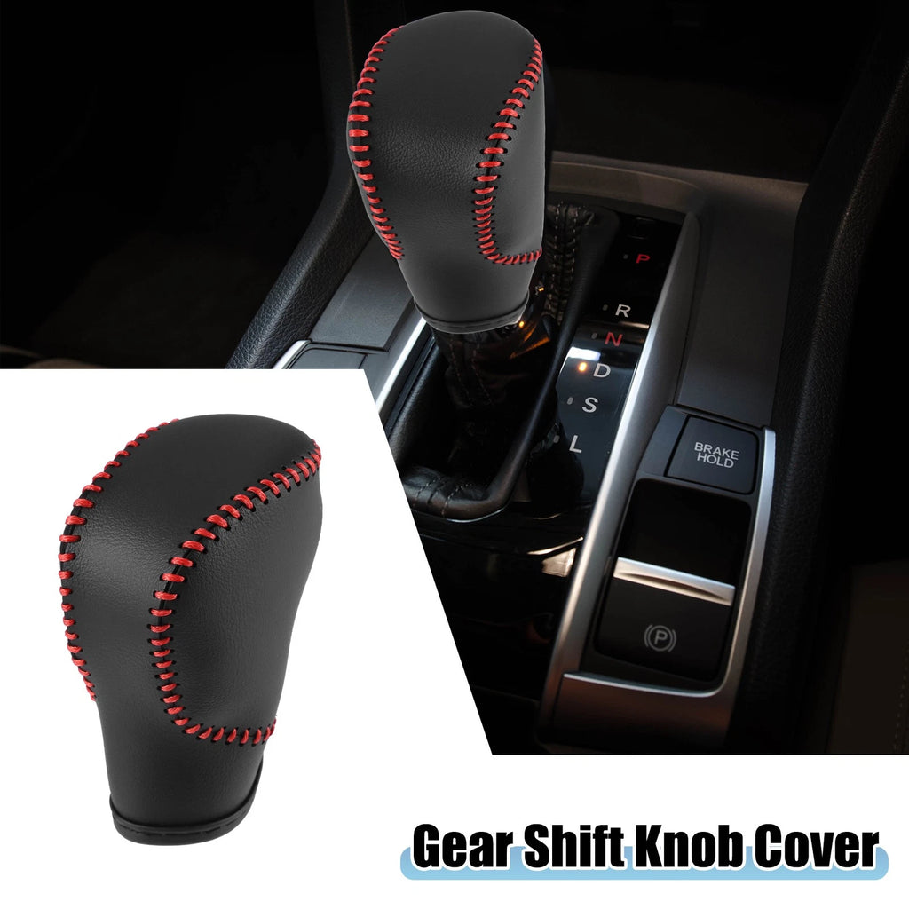 Gear Shift Lever Cover for Honda Civic (2022–2023) Black Faux Leather Red Line