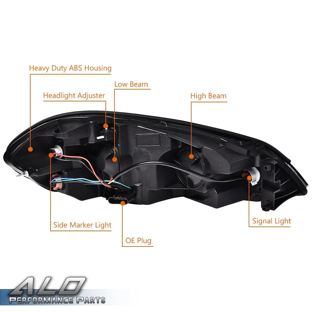 Amber Corner Black Headlights for Chevy Impala, Monte Carlo (2006–2013)