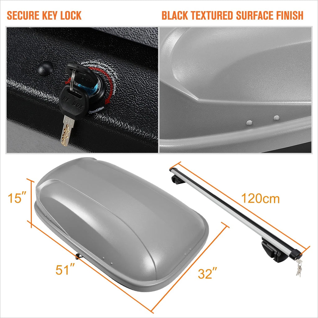 Adjustable Aluminum Cross Bar Roof Rack for Universal Fit (120cm)