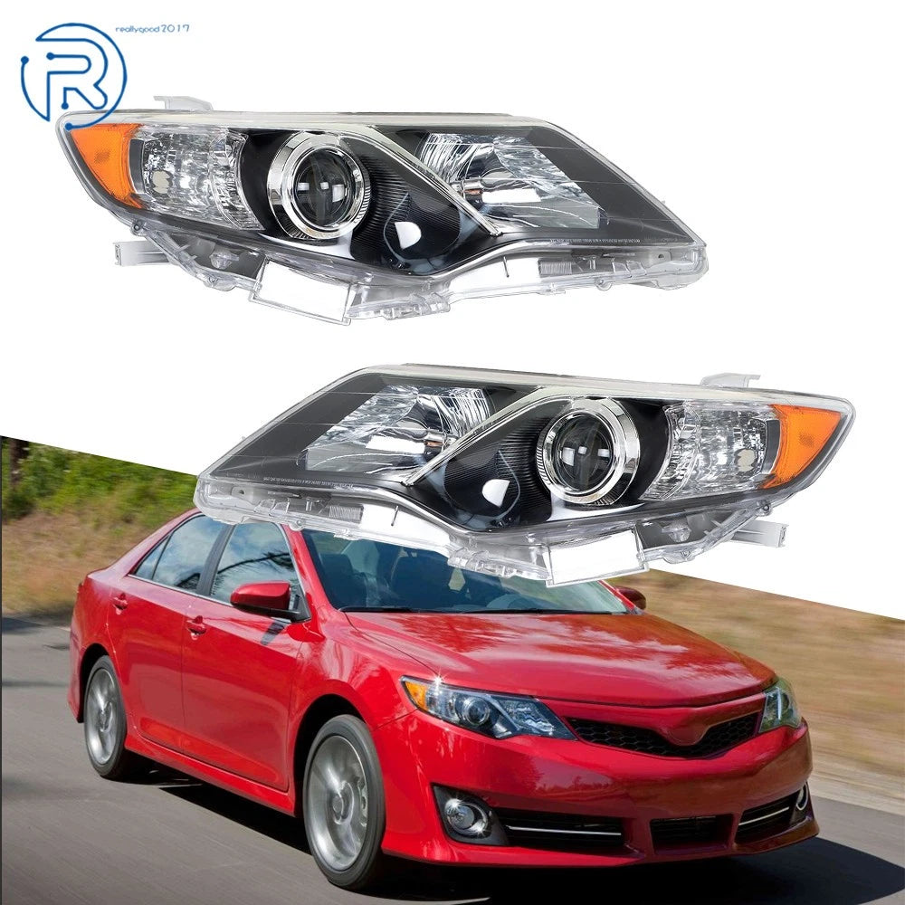 Headlights for Toyota Camry LE SE L (2012–2014) Pair Black Housing