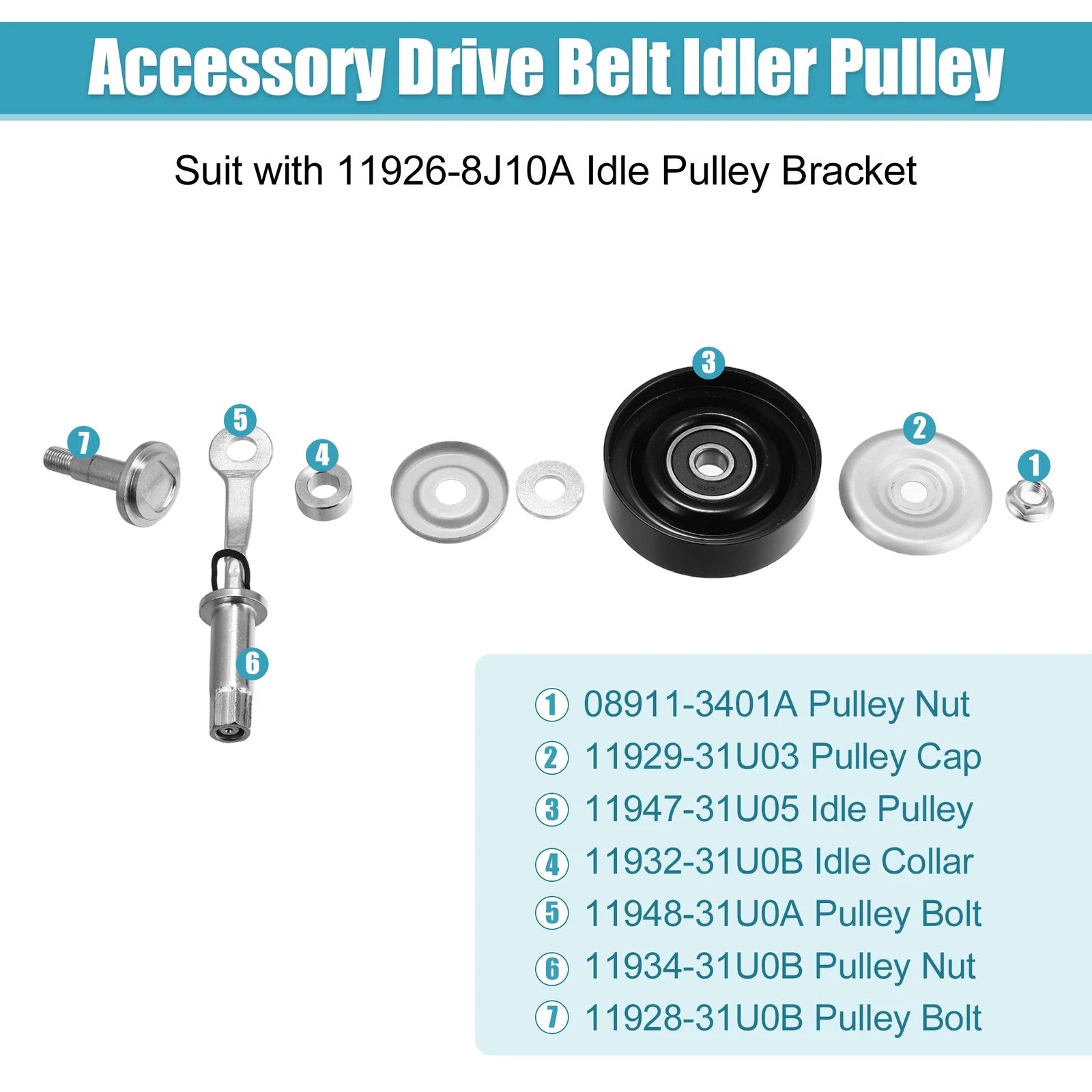Idler Pulley for Nissan Altima, Murano & Infiniti (2010–2019) NO.11925-31U0C
