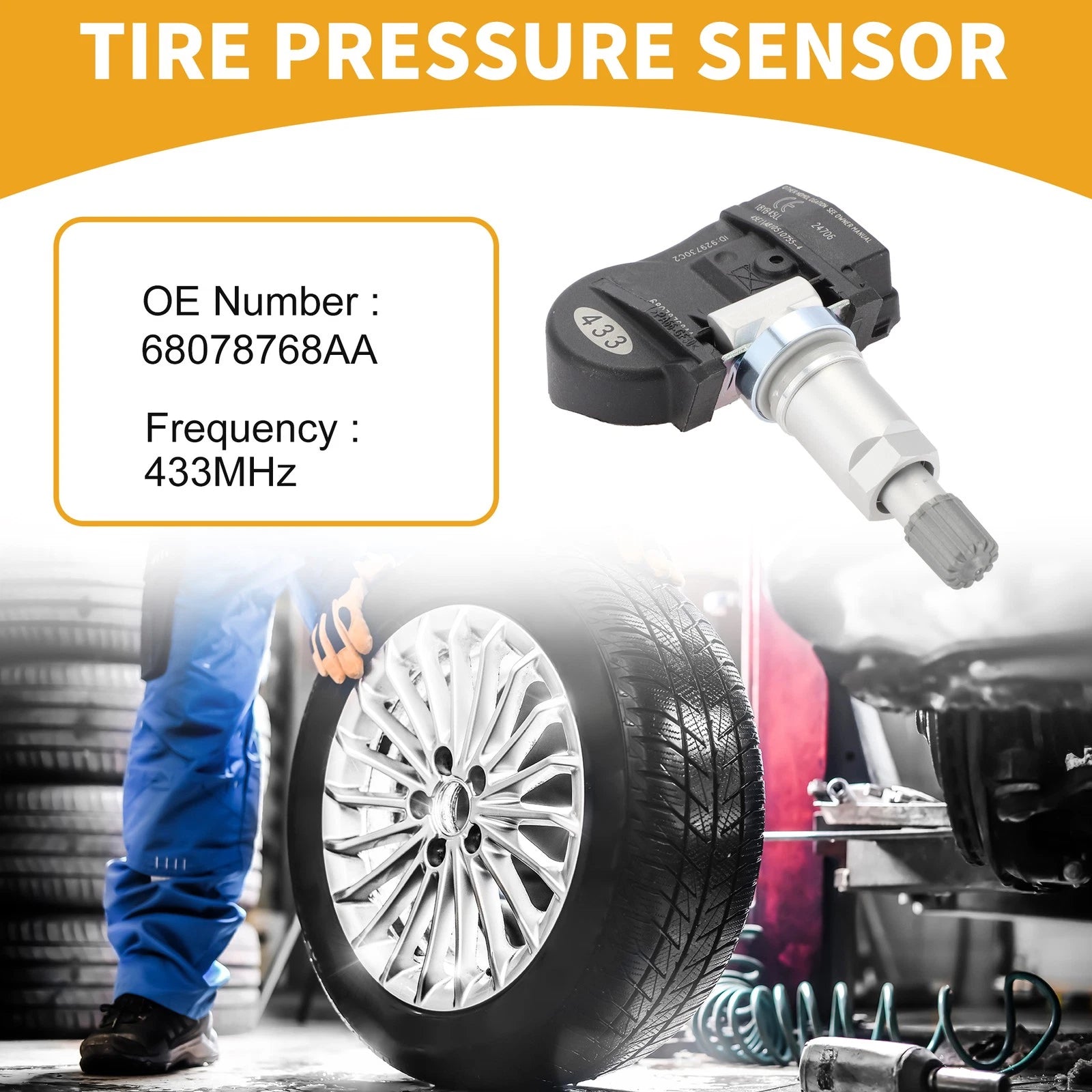 Tire Pressure Sensor for Dodge Charger (2006–2008) 68078768AA 433MHz