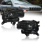 Halogen Projector Black Headlights for Jeep Cherokee (2014–2018)