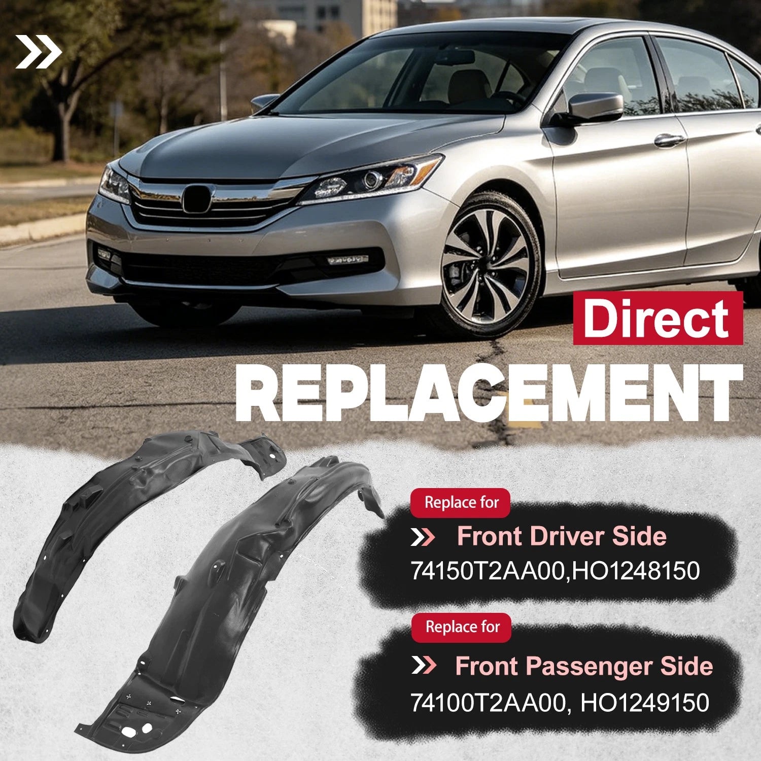 Front Fender Liners for Honda Accord (2013–2015) Left Driver Right Passenger