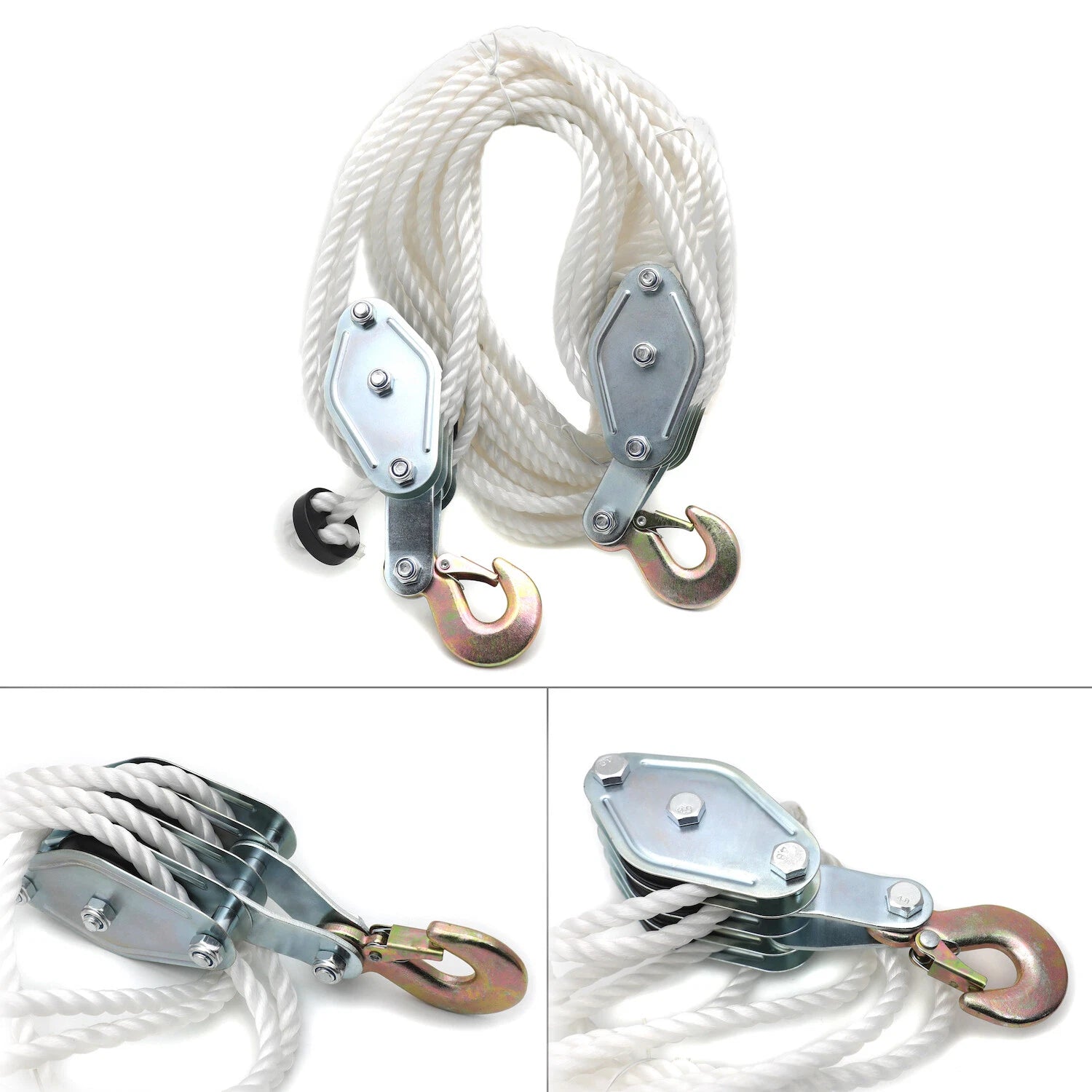 2 Ton 4000LB Hoist Pulley Block and Tackle Rope 65FT 7:1 Lifting
