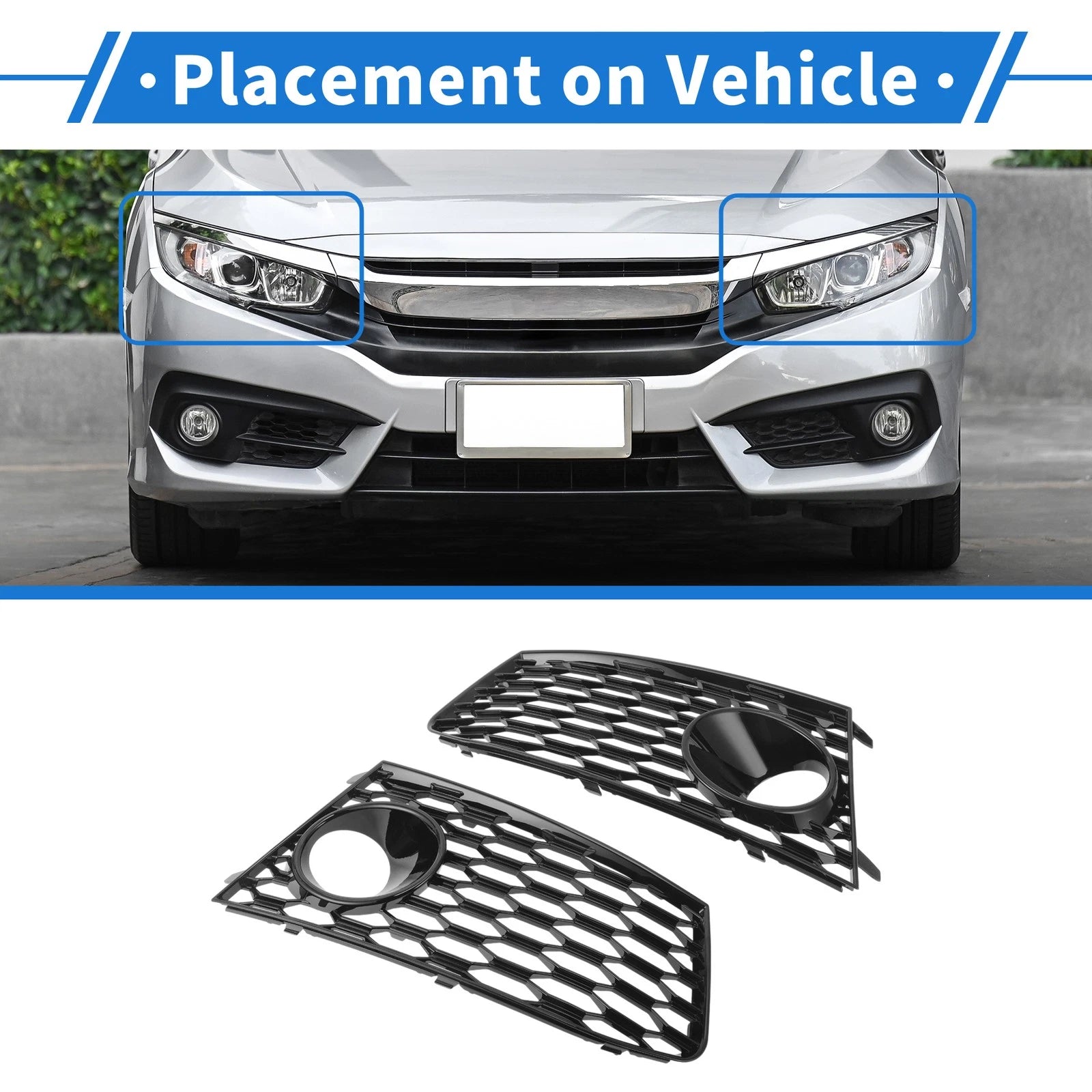 1 Pair Fog Light Grills for Audi RS7 (2014–2018) No. 4G8807681G