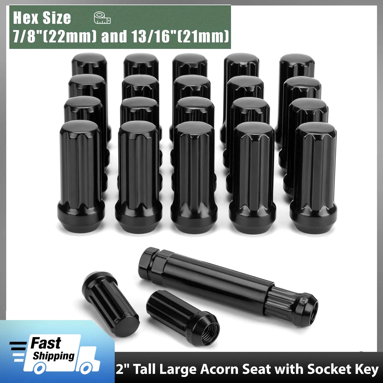 Set of 24 Wheel Lug Nuts 14x1.5 for Chevy Ford GMC Silverado F-150
