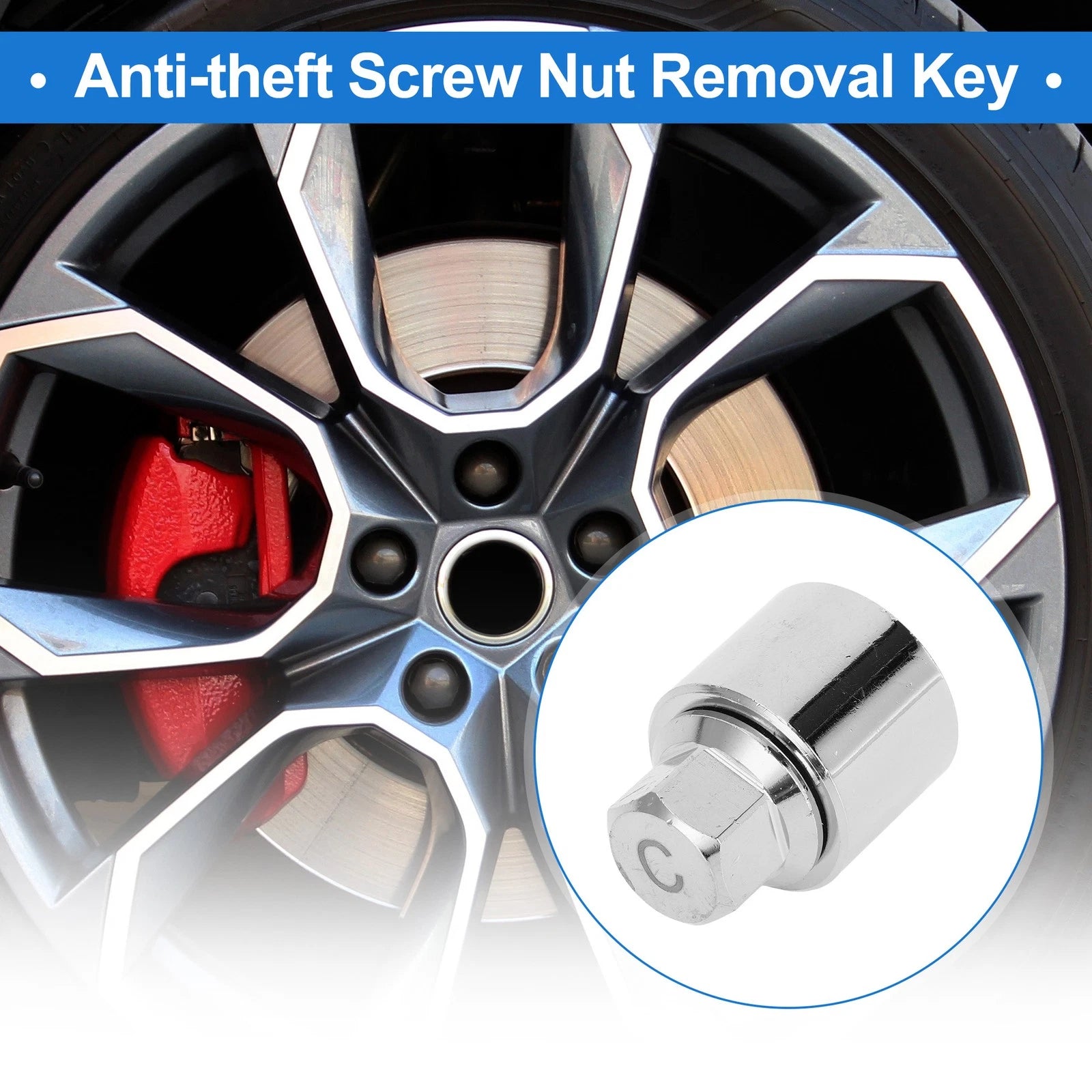 Type C Wheel Lock Lugnut Antitheft Key Socket for Skoda VW 