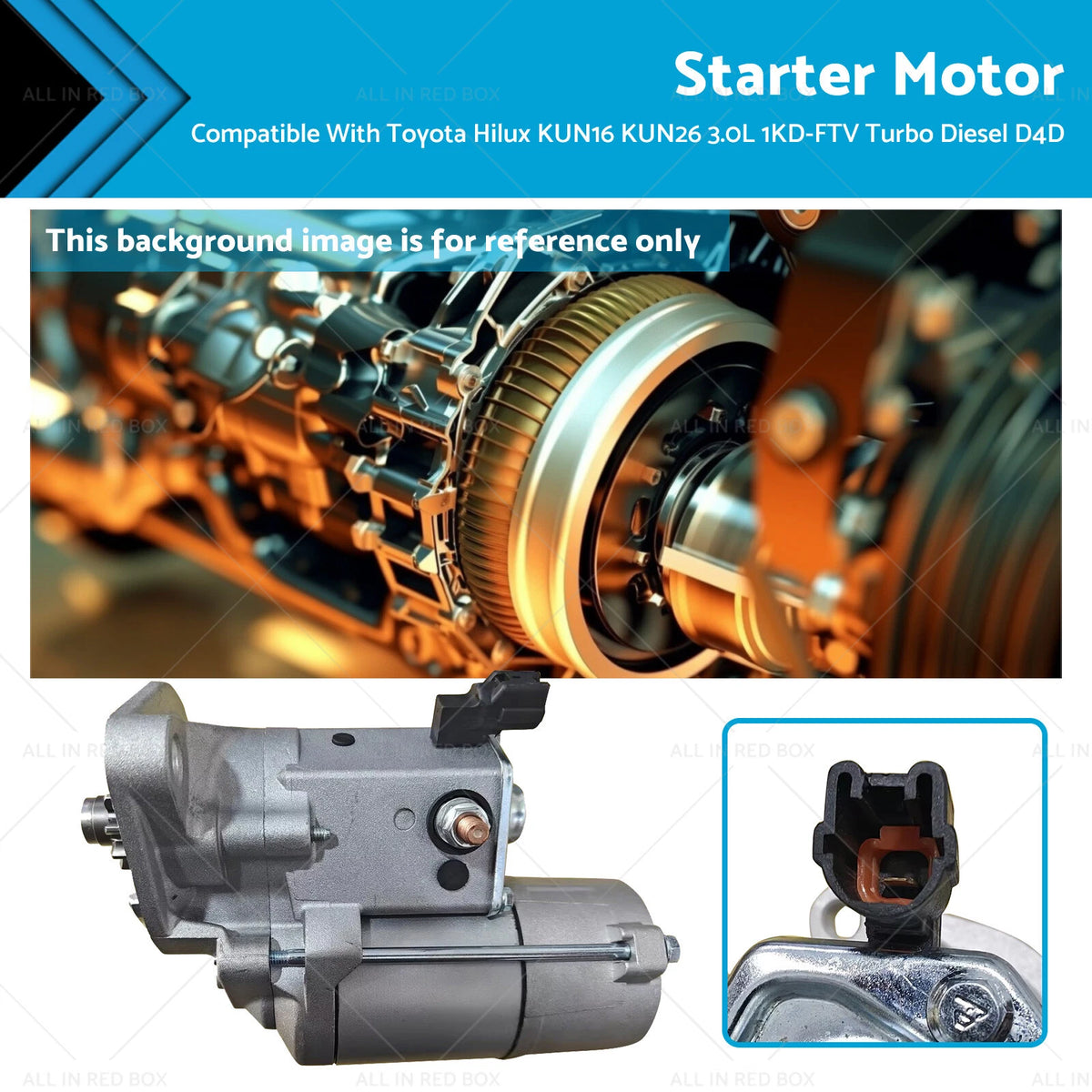 Starter Motor for Toyota Hilux KUN26 1KD-FTV 3.0 Diesel Turbo (2005–2014)