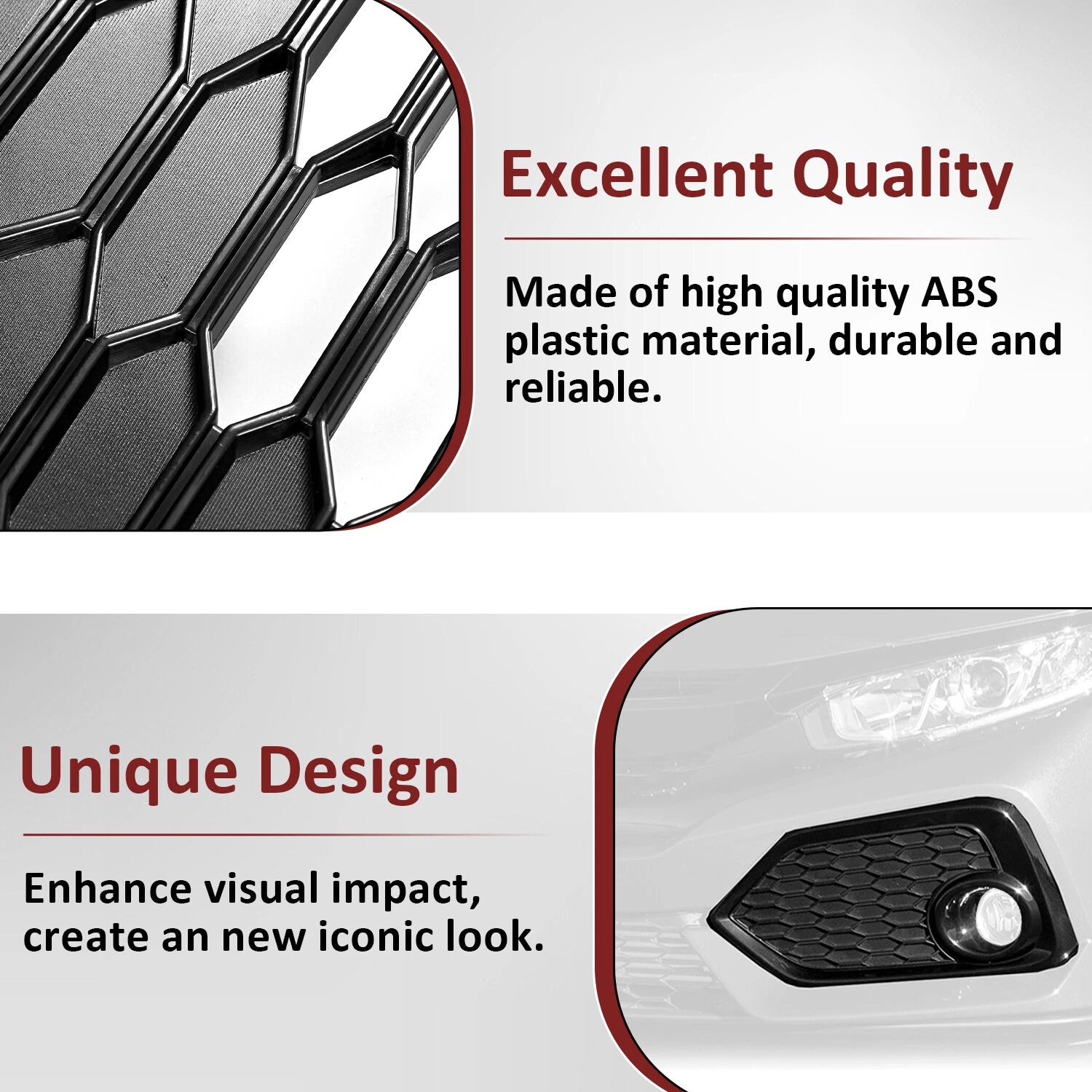 Fog Light Trim Bezel Covers for Honda Civic Hatchback (2017–2019)