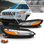 LED DRL Turn Signal Parking Light for Cherokee (2014–2018) - Chrome Housing Amber