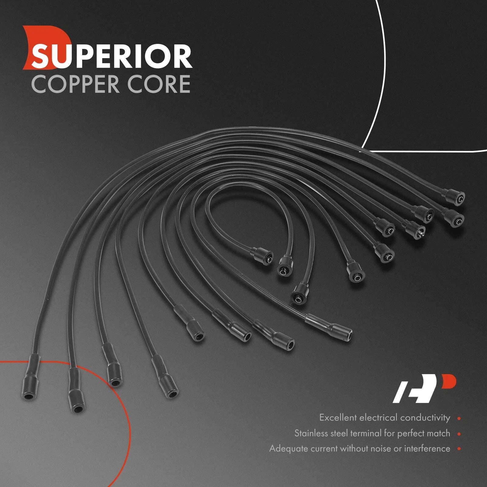 9x Spark Plug Wire Set for Jeep CJ5 Wagoneer (1972–1973)