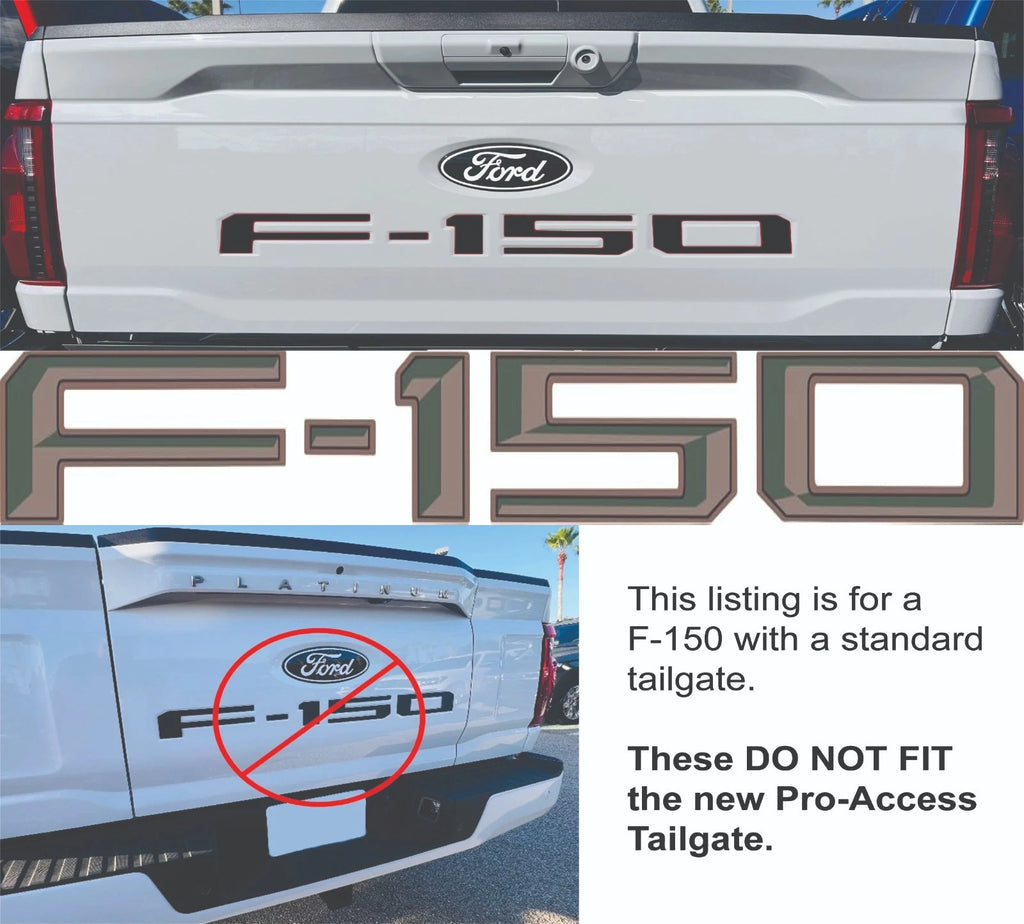 Tailgate Insert Letters for Ford F-150 (2021–2025) Woodland Green Tan