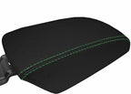 Console Lid Armrest Cover for Ford Focus (2012–2018) Carbon Fiber Green Stitch