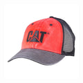 Caterpillar CAT Hat Red Black Mesh Faded Pigment Washed Cap