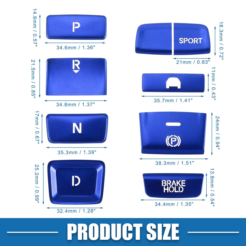 9pcs Gear Shift Panel Switch Button Cover Trim for Honda Accord (2018–2022) Blue