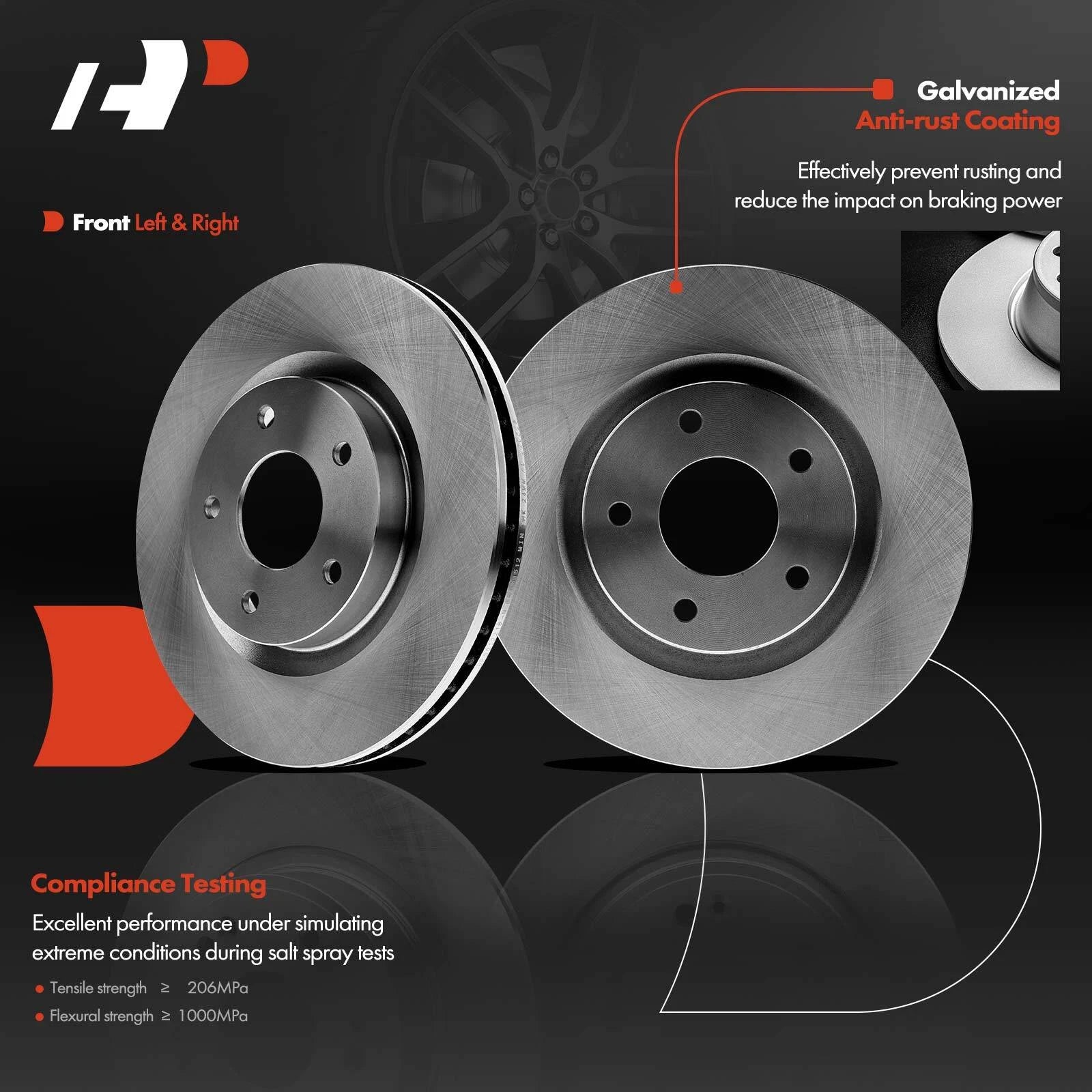Front Disc Brake Rotor & Pad Set for Nissan Rogue (2014-2017)