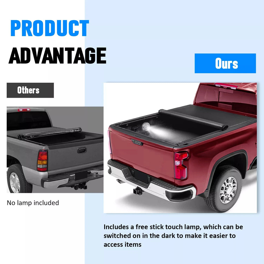 6.5FT Soft Roll-Up Tonneau Cover for Silverado/Sierra 1500 2500HD 3500HD (2007–2013)