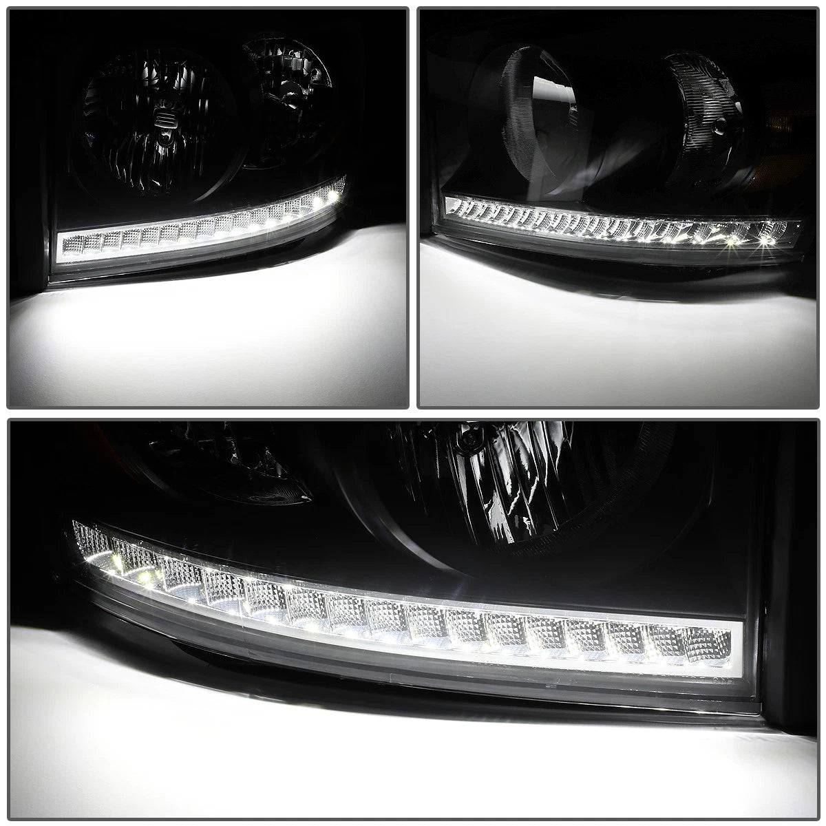 LED DRL Tinted Housing Amber Side Headlights for Ram Truck (2006–2009)