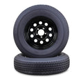 2 Free Trailer Tire Rims ST185/80R13 6-Ply 5 Lug x 4.5" Black Mod