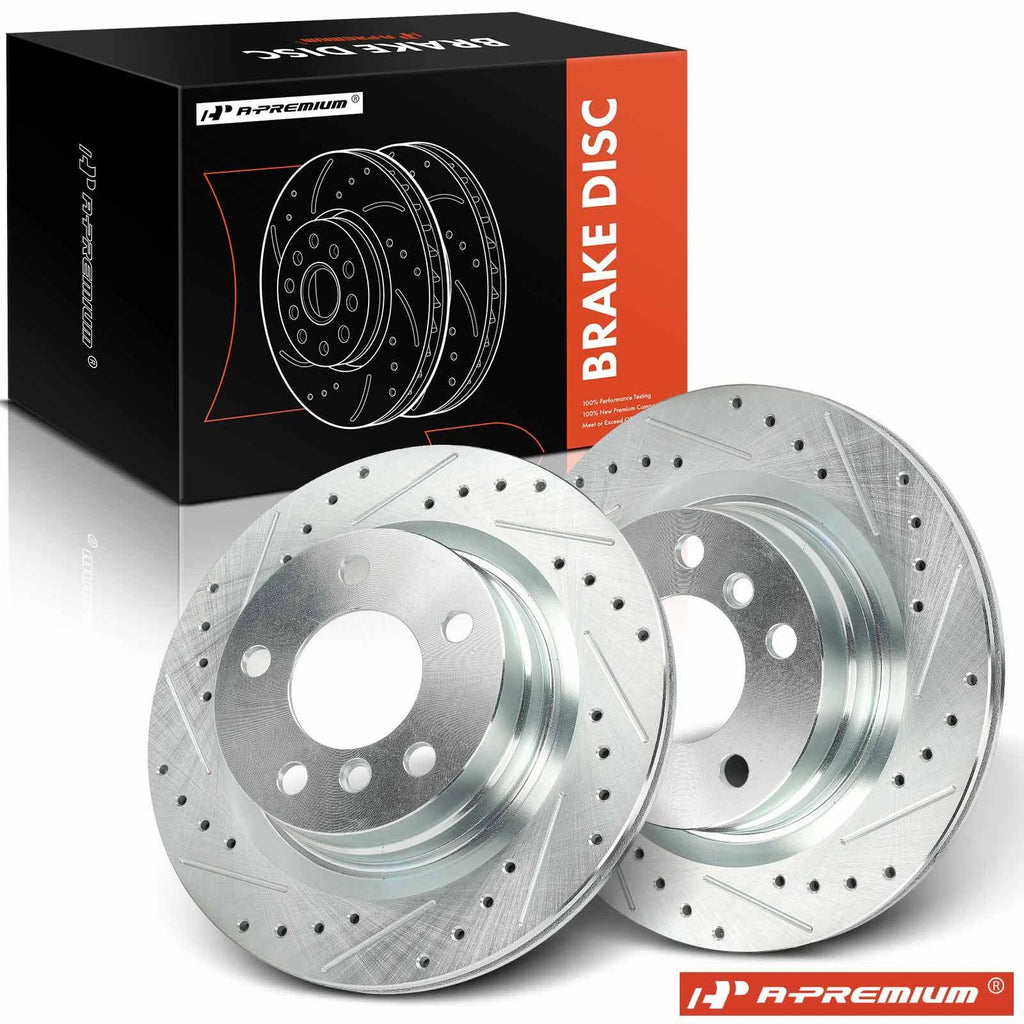 2x Rear Drilled Brake Rotors for BMW 228i 230i F22 F23 (2014–2016)