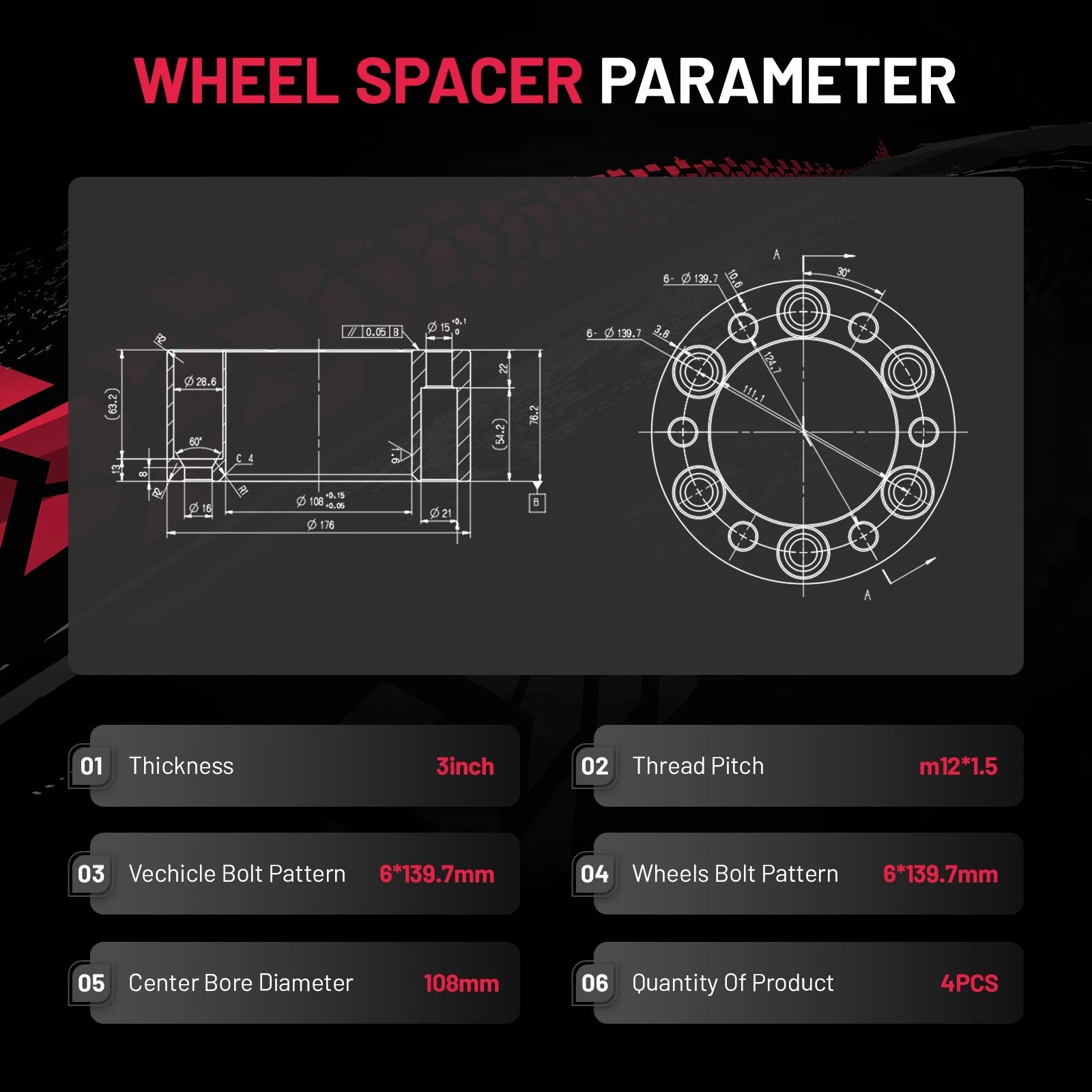 Wheel Spacer Set for Toyota 4Runner (1989-2022)