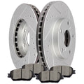 Set of 2 Drilled & Slotted Front Brake Rotors with Ceramic Pads for Toyota Camry (2002–2006)