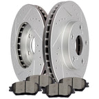 Set of 2 Drilled & Slotted Front Brake Rotors with Ceramic Pads for Toyota Camry (2002–2006)