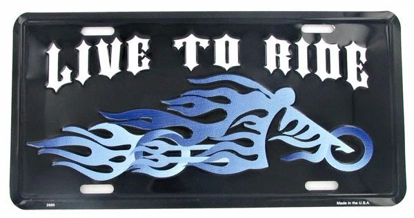 License Plate Tag for Harley, Indian, Honda (Live to Ride)