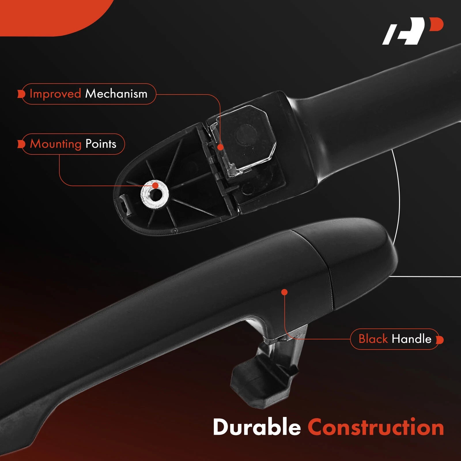 Front Right Black Exterior Door Handle for Kia Rondo (2007-2011)