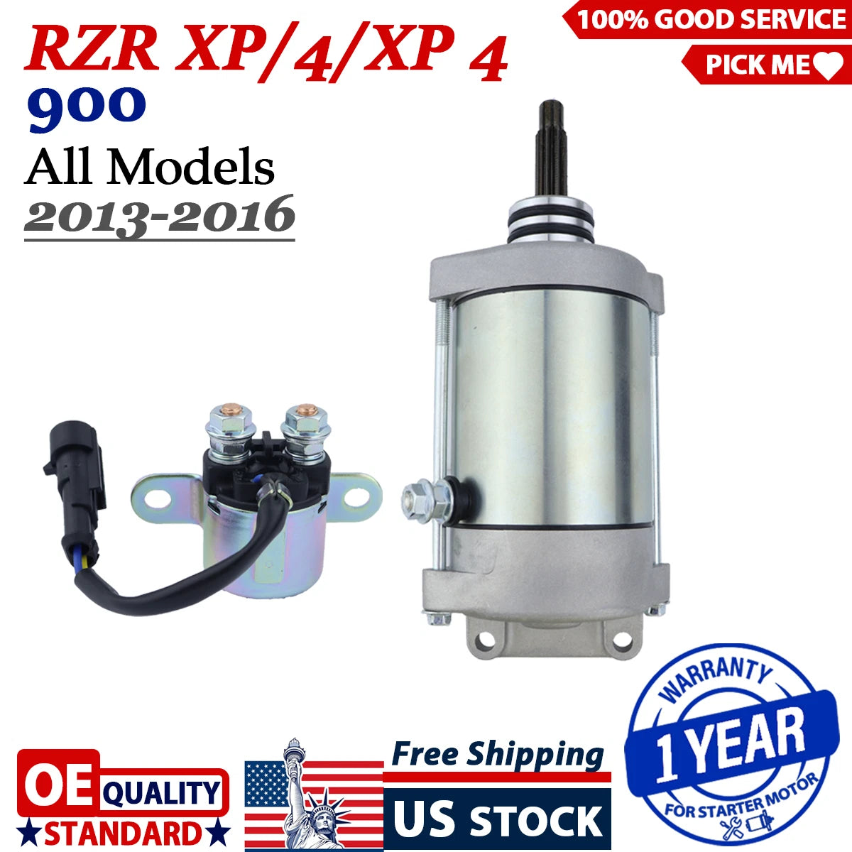Starter Motor with Relay for Polaris RZR XP/4 900 (2013–2016)