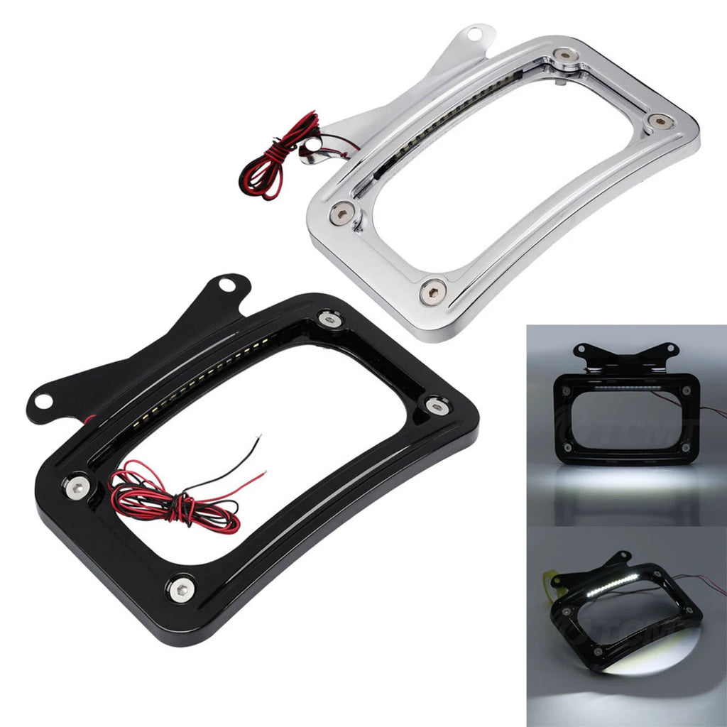 Curved License Plate Frame LED Light for Harley Road King (2017–2023)