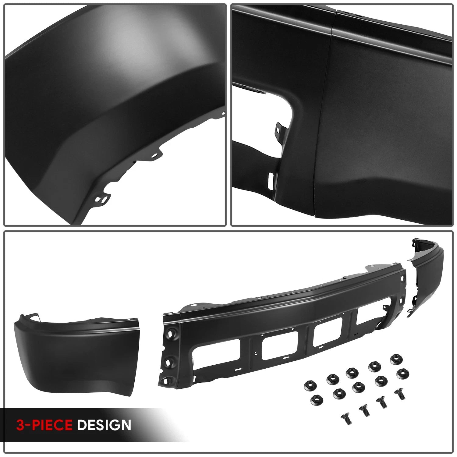 Front Bumper Face Bar for Chevy Silverado 1500 (2014–2015) w/o Fog Light Cutouts Black
