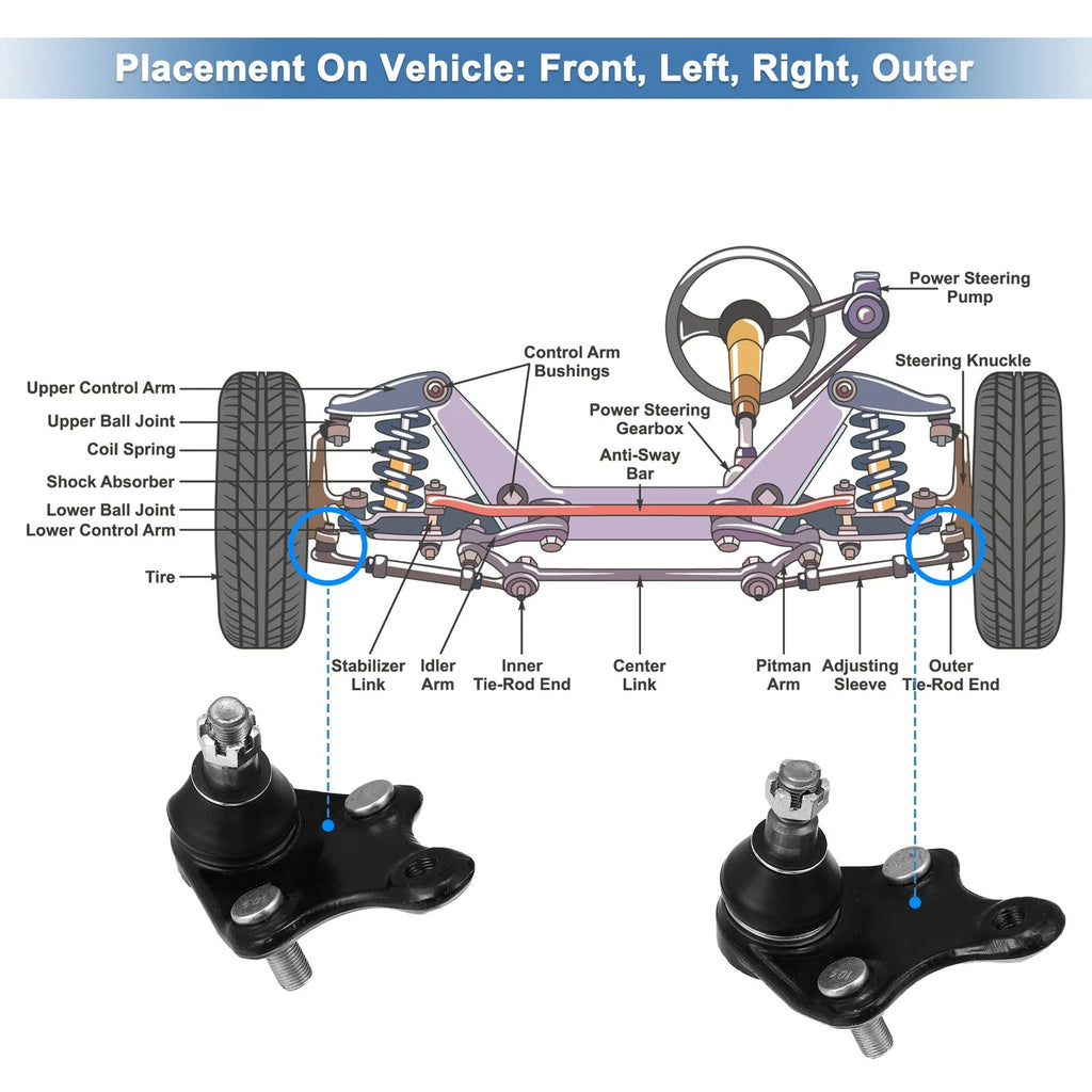 2X Outer Lower Ball Joint K50006 for Toyota RAV4 (2006–2018)