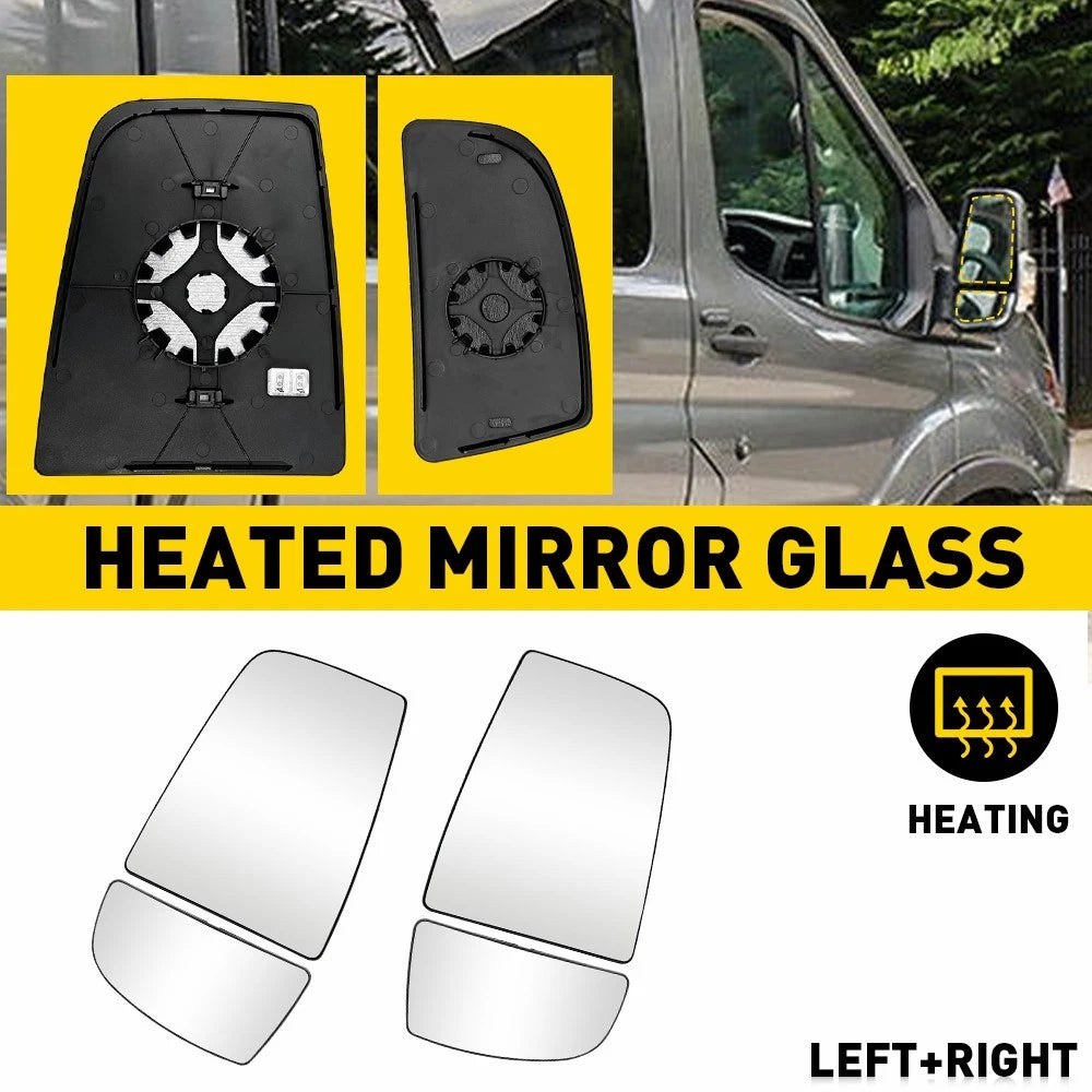 Set of 4 Mirror Glass Upper Lower Convex for Ford Transit 150 (2015–2023)