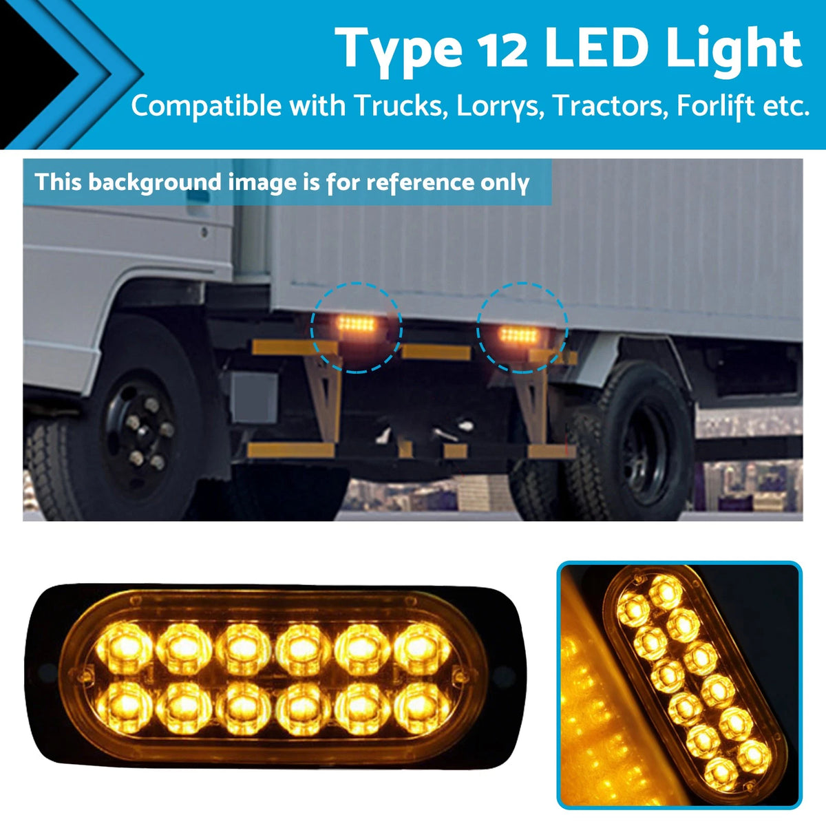 12 LED Strobe Warning Beacon for Truck (12V–24V)