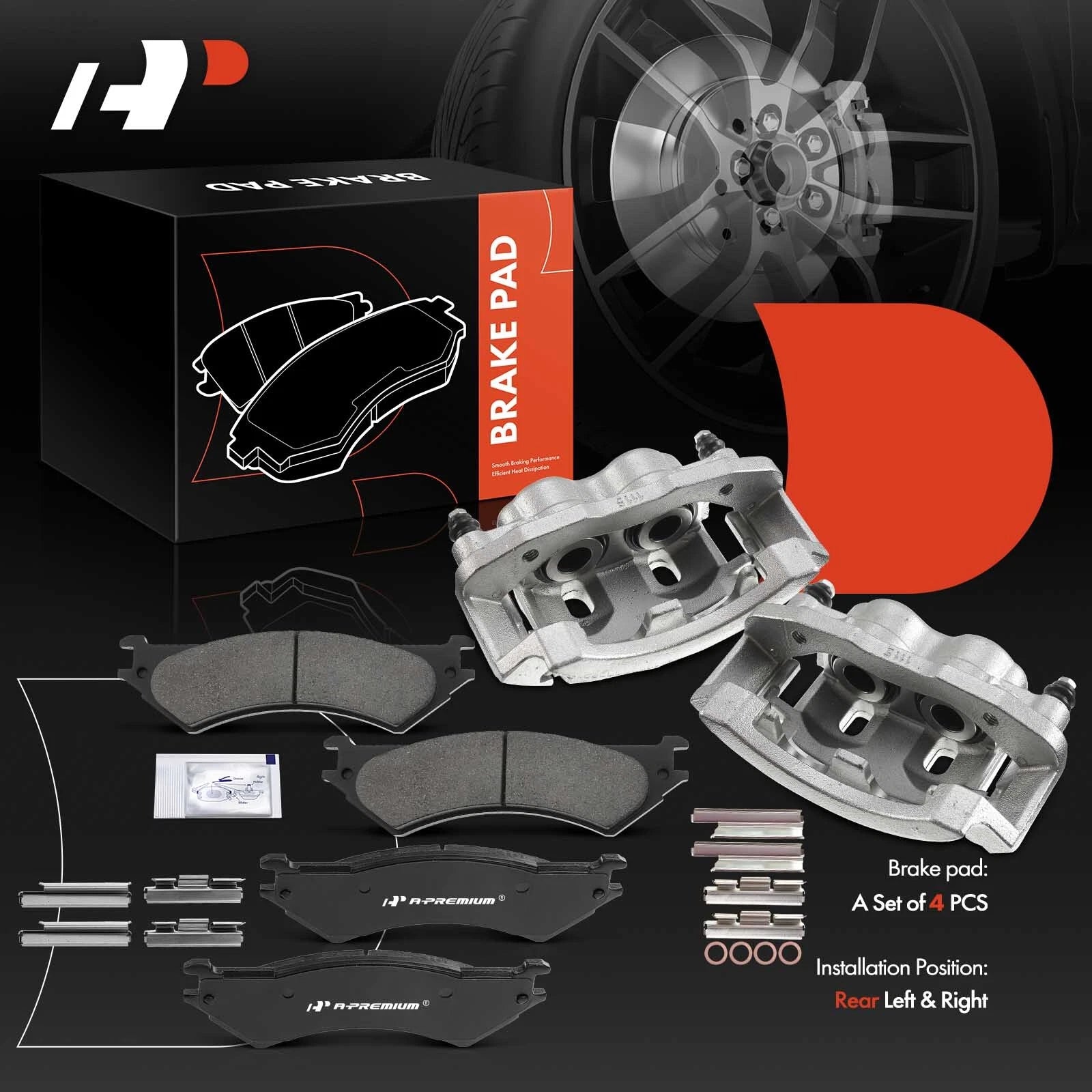 6x Rear Disc Brake Calipers & Pads for Ford E-250 (2003–2007)