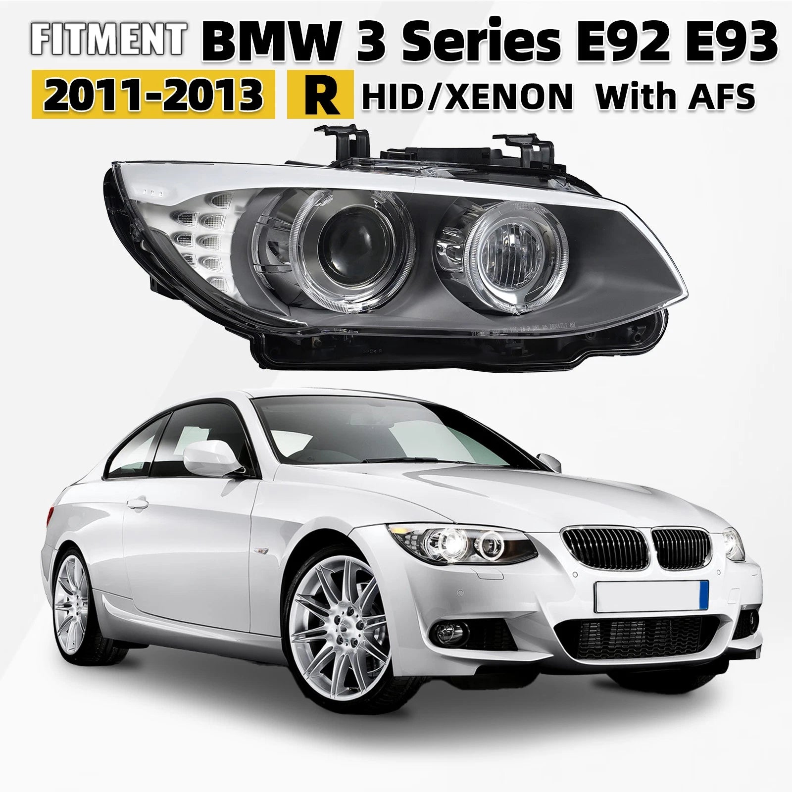 HID AFS Headlight Right Passenger Side for BMW 3 Series E92 E93 (2011–2013)