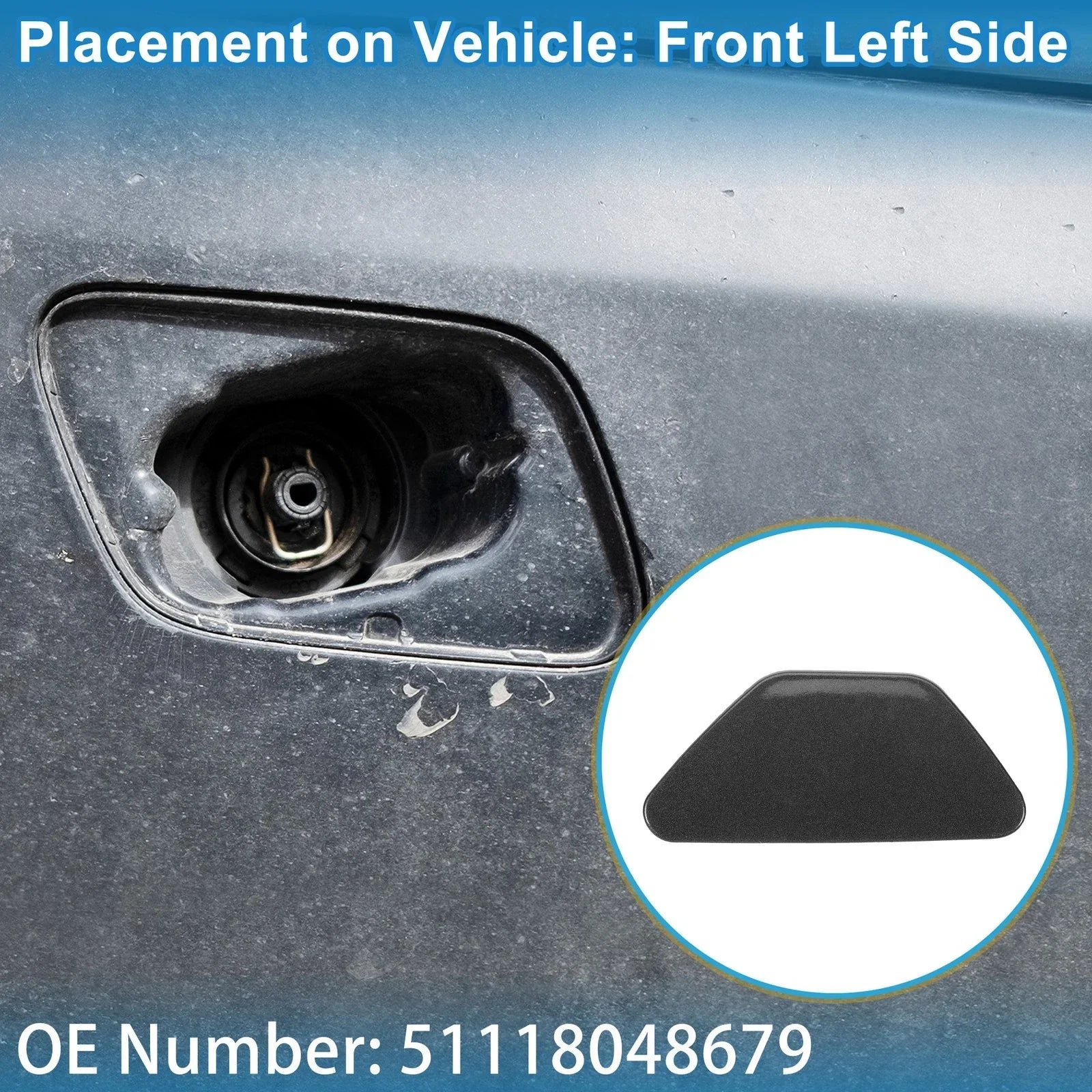 Front Left Washer Nozzle Cover Cap for BMW 528i (2011-2016) Gray